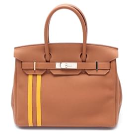 Hermès-Hermes Birkin 30 Officer Handbag-Brown,Golden,Yellow
