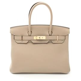 Hermès-Hermes Birkin 30 Tourtiere Grey Handbag-Beige,Grey