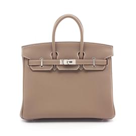 Hermès-Hermes Birkin 25 Handbag in Togo Leather-Beige,Taupe