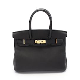 Hermès-Hermes Birkin 30 Handbag in Black Togo Leather-Black