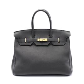Hermès-Hermes Birkin 35 Handbag in Black Togo Leather-Black