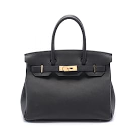 Hermès-Hermes Birkin 30 Handbag in Black Togo Leather-Black