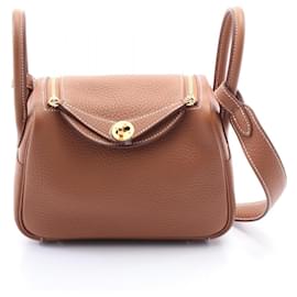 Hermès-Hermes Lindy Mini Gold Shoulder Bag-Brown
