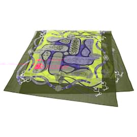 Hermès-Hermes Multicolor Cotton Scarf-Red,Multiple colors