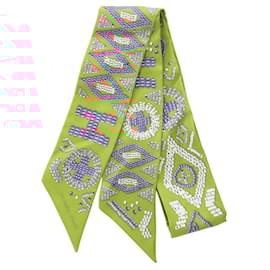 Hermès-Hermès Kelly en Perles Twilly Scarf-Marron,Multicolore