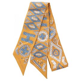 Hermès Kelly em Perles Twilly Scarf Marrom Multicor