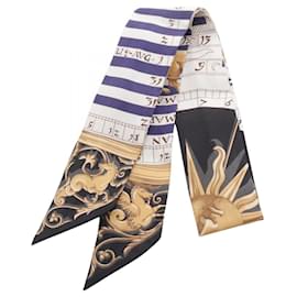 Hermès-Hermes Twilly DIES ET HORE Silk Scarf-Multiple colors,Cream