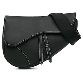 Dior-Dior Black Kim Jones Grained Calfskin Saddle Bag-Black