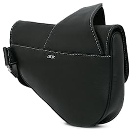 Dior-Dior Black Kim Jones Grained Calfskin Saddle Bag-Black