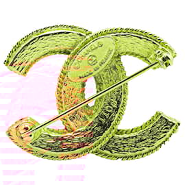 Chanel-Chanel Gold Gold Plated CC Brooch-Golden