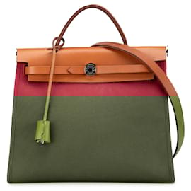 Hermès-Hermès Red Toile Herbag Zip 31-Red