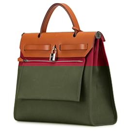 Hermès-Hermès Red Toile Herbag Zip 31-Red