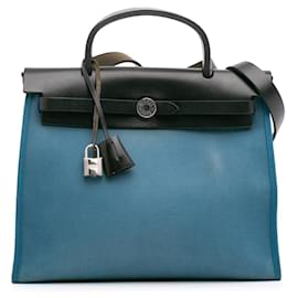 Hermès-Hermès Blue Toile Herbag Zip 31-Other