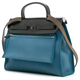 Hermès-Hermès Blue Toile Herbag Zip 31-Other