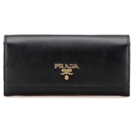 Prada-Prada Black Large Saffiano Wallet-Black
