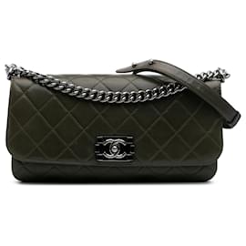 Chanel-Chanel Brown Quilted Lambskin Soft Boy Flap-Brown,Khaki