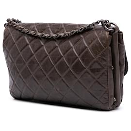 Chanel-Chanel Brown Quilted Glazed Calfskin Soft Boy Flap-Brown,Dark brown