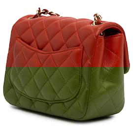 Chanel-Chanel Orange Mini Square Classic Lambskin Single Flap-Orange