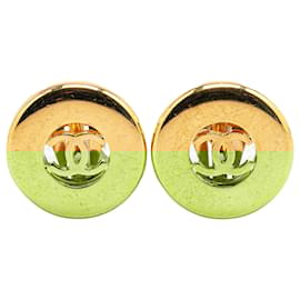 Chanel-Chanel Gold Gold Plated CC Round Clip On Earrings-Golden