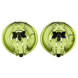 Chanel-Chanel Gold Gold Plated CC Round Clip On Earrings-Golden