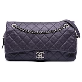 Chanel-Chanel Purple Jumbo Quilted Caviar Easy Flap Bag-Other,Purple