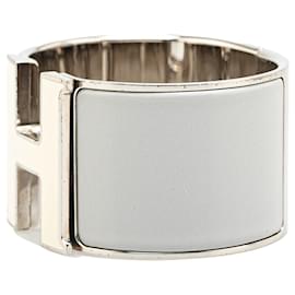 Hermès-Hermès Gray Extra Wide Clic Clac H Bracelet PM-Brown,Silvery,Grey
