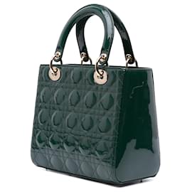 Dior-Dior Green Medium Patent Cannage Lady Dior-Green,Dark green