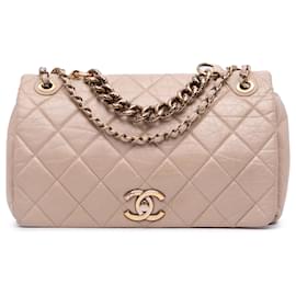 Chanel-Chanel Brown Medium Quilted Aged Calfskin Pondichery Flap-Brown,Beige