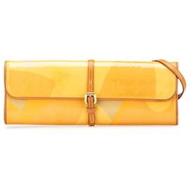Louis Vuitton-Louis Vuitton Yellow Monogram Vernis Fleurs Pochette-Yellow