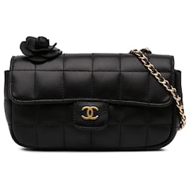 Chanel-Chanel Black Extra Mini Camellia Choco Bar Lambskin Flap-Black