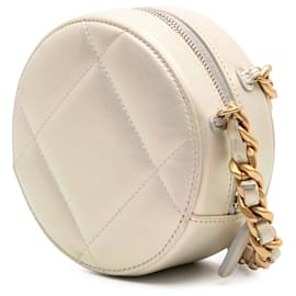 Chanel-Chanel Brown Iridescent Lambskin 19 Round Clutch with Chain-Brown,Beige