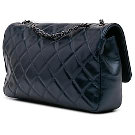 Chanel-Chanel Blue Quilted Glazed Calfskin Coco Pleats Flap-Blue,Dark blue