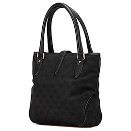 Gucci-Gucci Black GG Canvas Jackie Tote-Black
