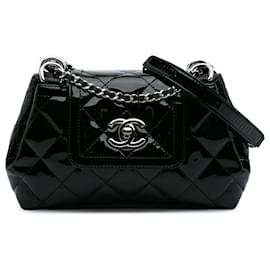 Chanel-Chanel Black Small Quilted Patent Coco Shine Accordion Flap-Black