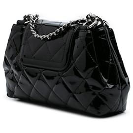 Chanel-Chanel Black Small Quilted Patent Coco Shine Accordion Flap-Black