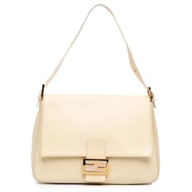 Fendi-Fendi White Large Calfskin Mamma Forever Shoulder Bag-White,Cream
