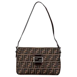 Fendi-Fendi Brown Zucca Canvas Shoulder Bag-Brown