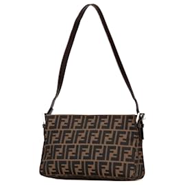 Fendi-Fendi Brown Zucca Canvas Shoulder Bag-Brown
