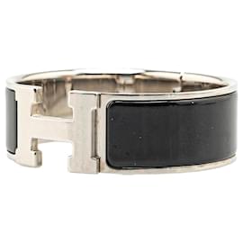 Hermès-Hermès Black Wide Enamel Clic Clac H Bracelet PM-Black,Silvery
