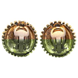Chanel-Chanel Gold Gold Plated CC Round Clip on Earrings-Golden