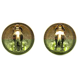 Chanel-Chanel Gold Gold Plated CC Round Clip on Earrings-Golden