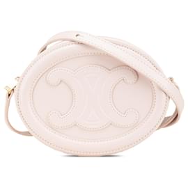 Céline-Celine Pink Small Calfskin Cuir Triomphe Oval Crossbody-Pink