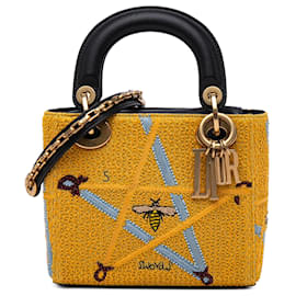 Dior-Dior Yellow Mini Embroidered Canvas Swords Lady Dior-Yellow