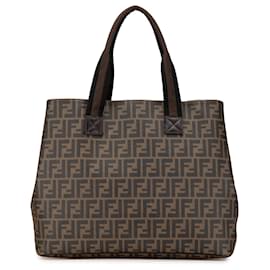 Fendi-Fendi Brown Zucca Spalmati Tote-Brown