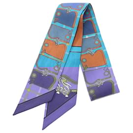 Hermès-Hermes Twilly Camails Scarf-Blue,Multiple colors