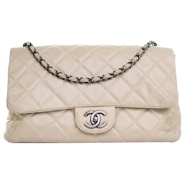 Chanel-Chanel Brown Large Quilted Glazed Calfskin Coco Soft Flap-Brown,Beige