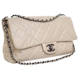 Chanel-Chanel Brown Large Quilted Glazed Calfskin Coco Soft Flap-Brown,Beige