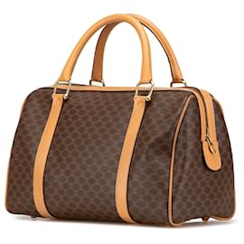 Céline-Celine Brown Macadam Coated Canvas Boston Bag-Brown