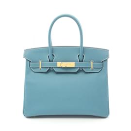 Hermès-Hermes Birkin 30 Handbag in Blue Jean-Blue