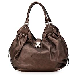 Louis Vuitton-Louis Vuitton Brown Monogram Mahina L Hobo-Brown,Bronze